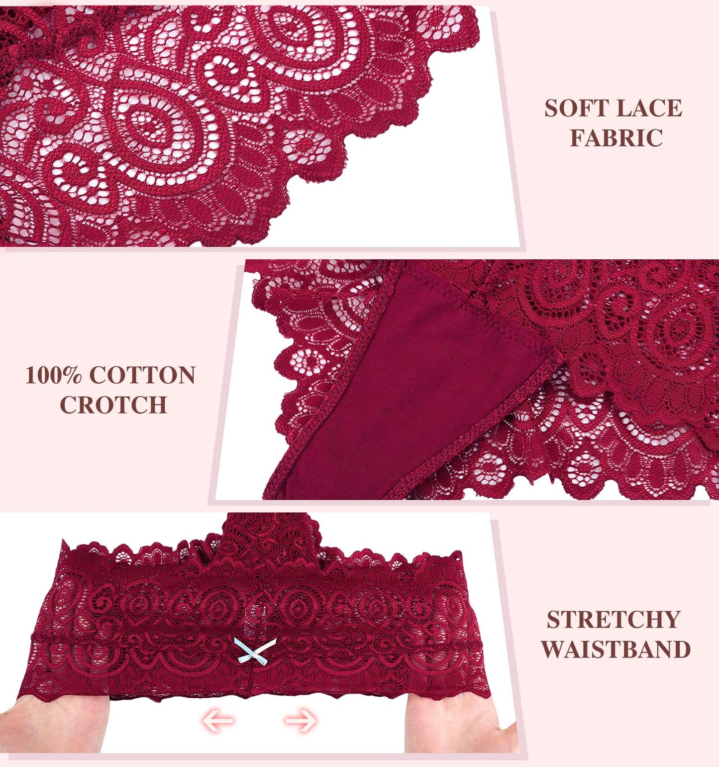 Lishang Women's Lace Thong 5-Pack - Sexy Low Waist Lingerie