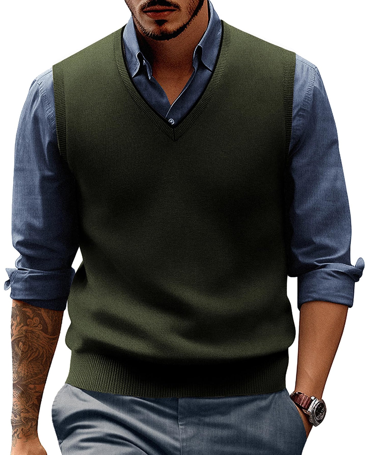 PJ PAUL JONES Men’s Sweater Vest – Wool Blend V-Neck Pullover