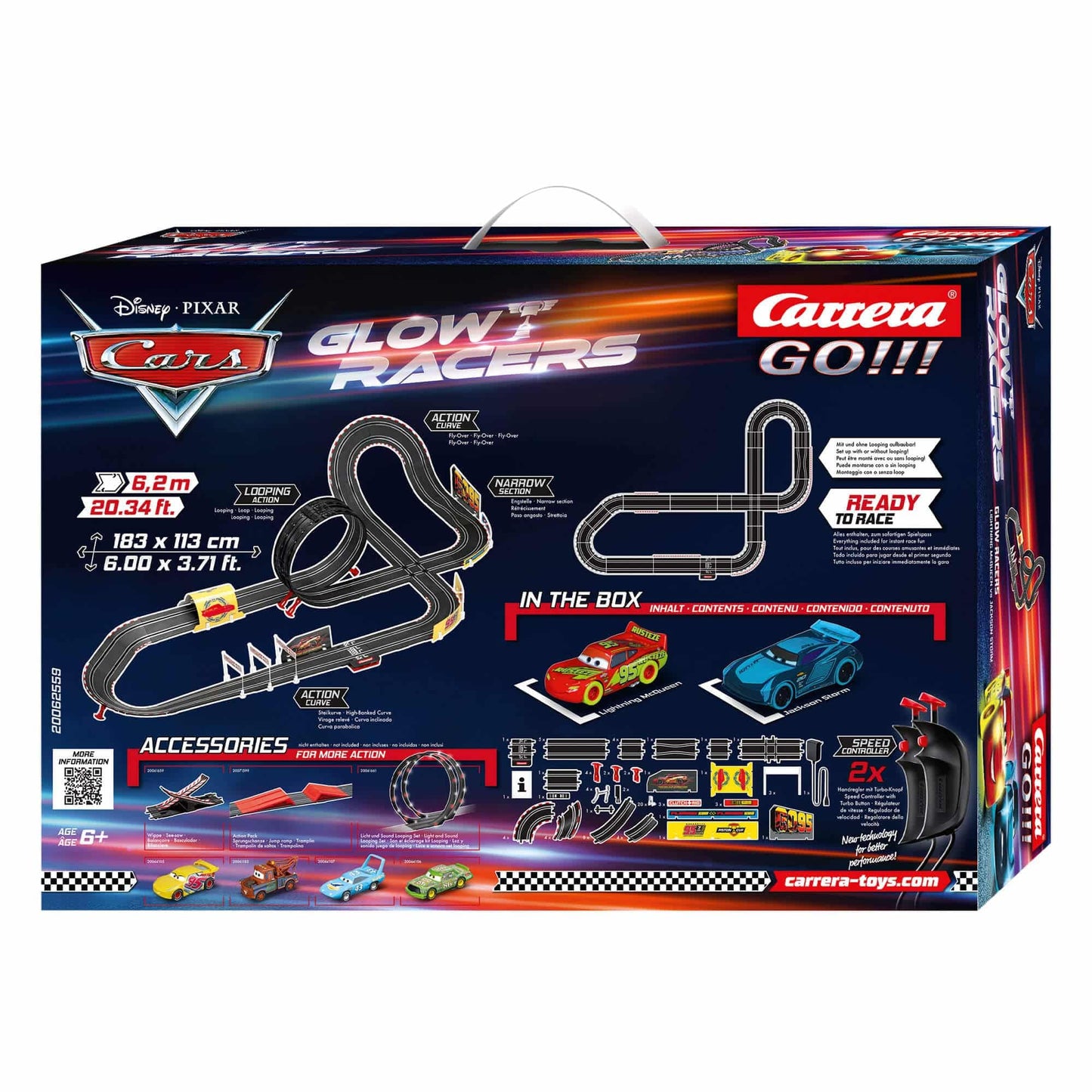 Carrera - 20062477 - Carrera GO!!! Disney Pixar Cars - Neon Nights Rennbahn-Set I Rennbahnen und lizensierte Slotcars | bis zu 2 Spieler | Für Jungs und Mädchen ab 6 Jahren & Erwachsene
