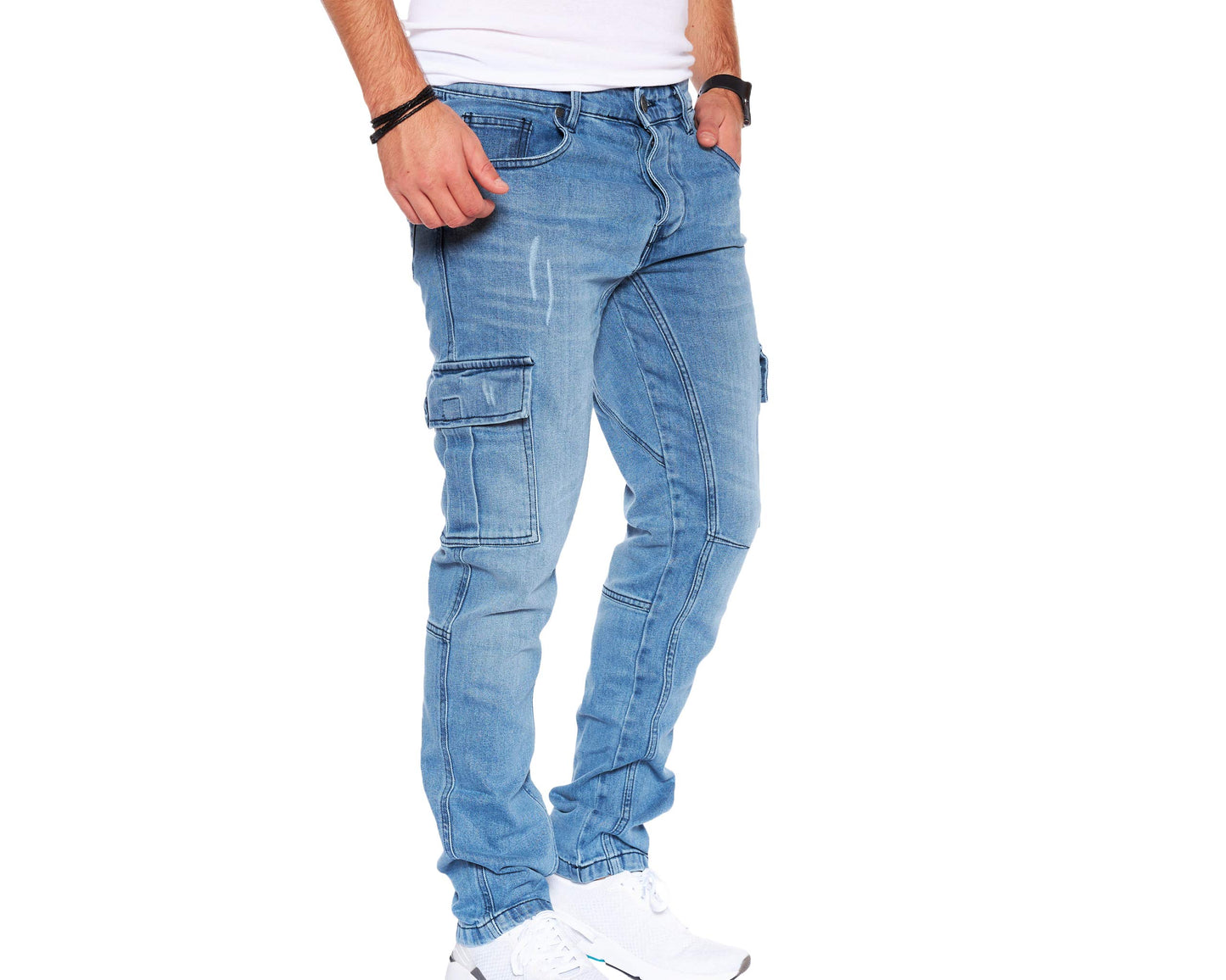 Men’s Cargo Jeans – Regular Slim Fit Denim Joggers