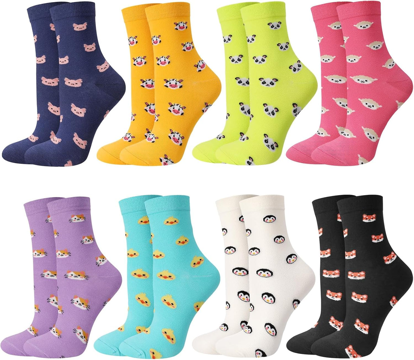 8 Pairs of Funny Animal Socks for Women