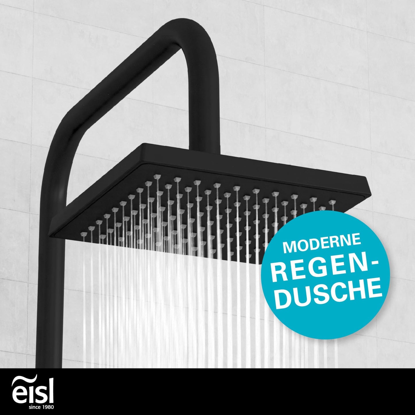 EISL Duschset EASY FRESH, Duschsystem ohne Armatur 2 in 1 mit großer Regendusche (250 x 200 mm) und Handbrause, Regendusche ohne Armatur ideal zum Nachrüsten, komplettes Montageset, Chrom DX12006
