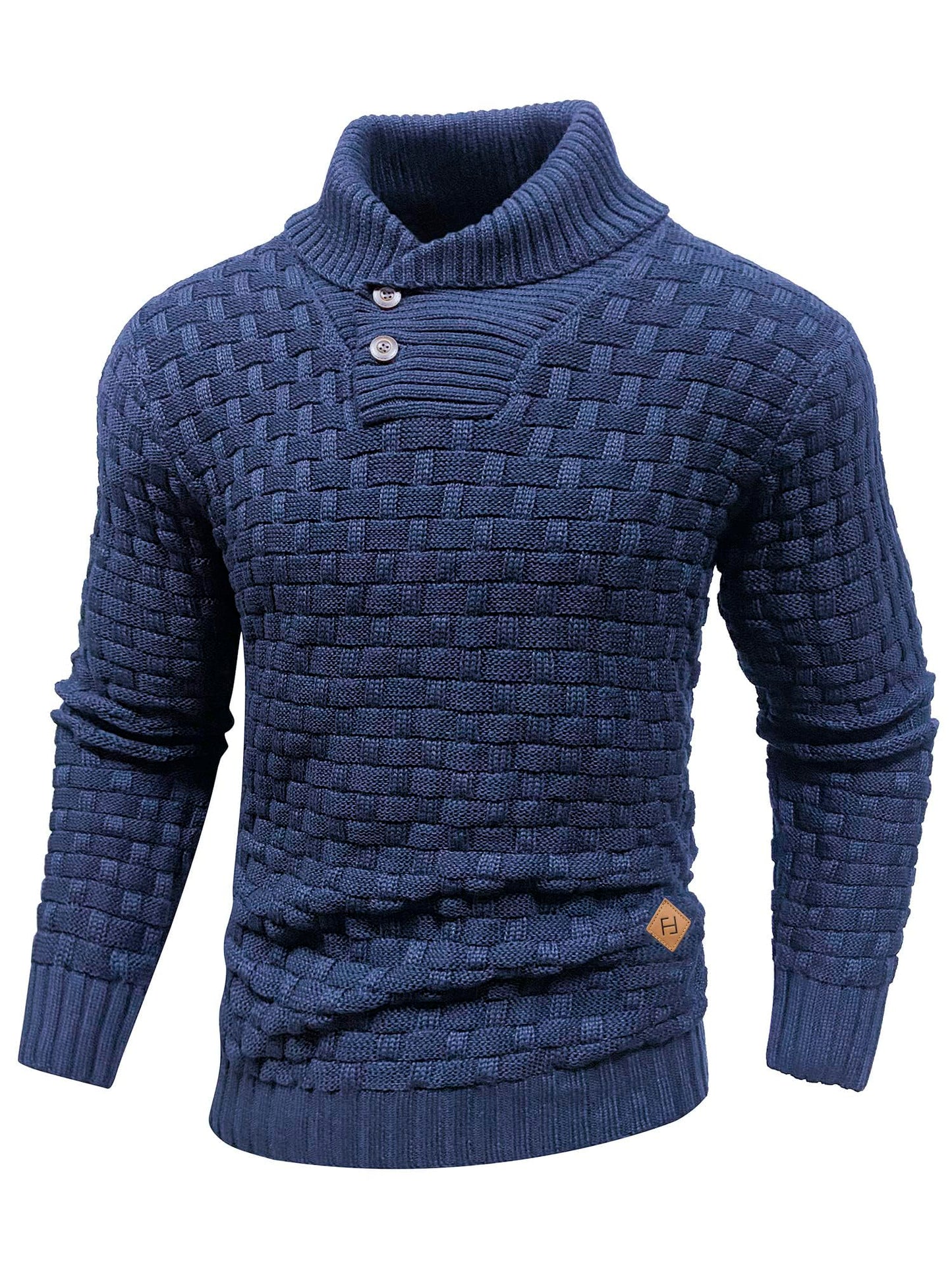 HYPESTFIT Men’s Mock Neck Sweater – Textured Knit Pullover