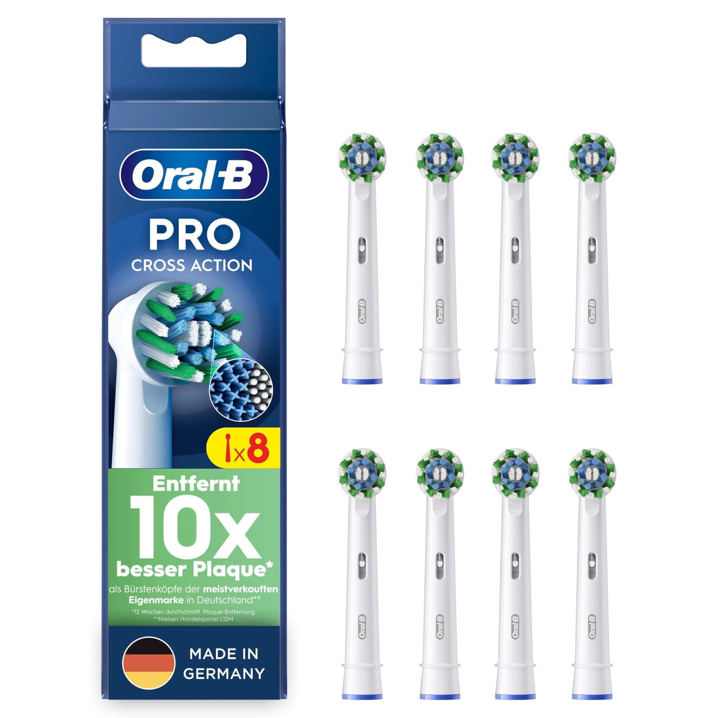 Oral-B Pro CrossAction Aufsteckbürsten für elektrische Zahnbürste, 6 Stück, überlegene Zahnreinigung mit innovativen X-förmigen Borsten, Original Oral-B Zahnbürstenaufsatz, Made in Germany