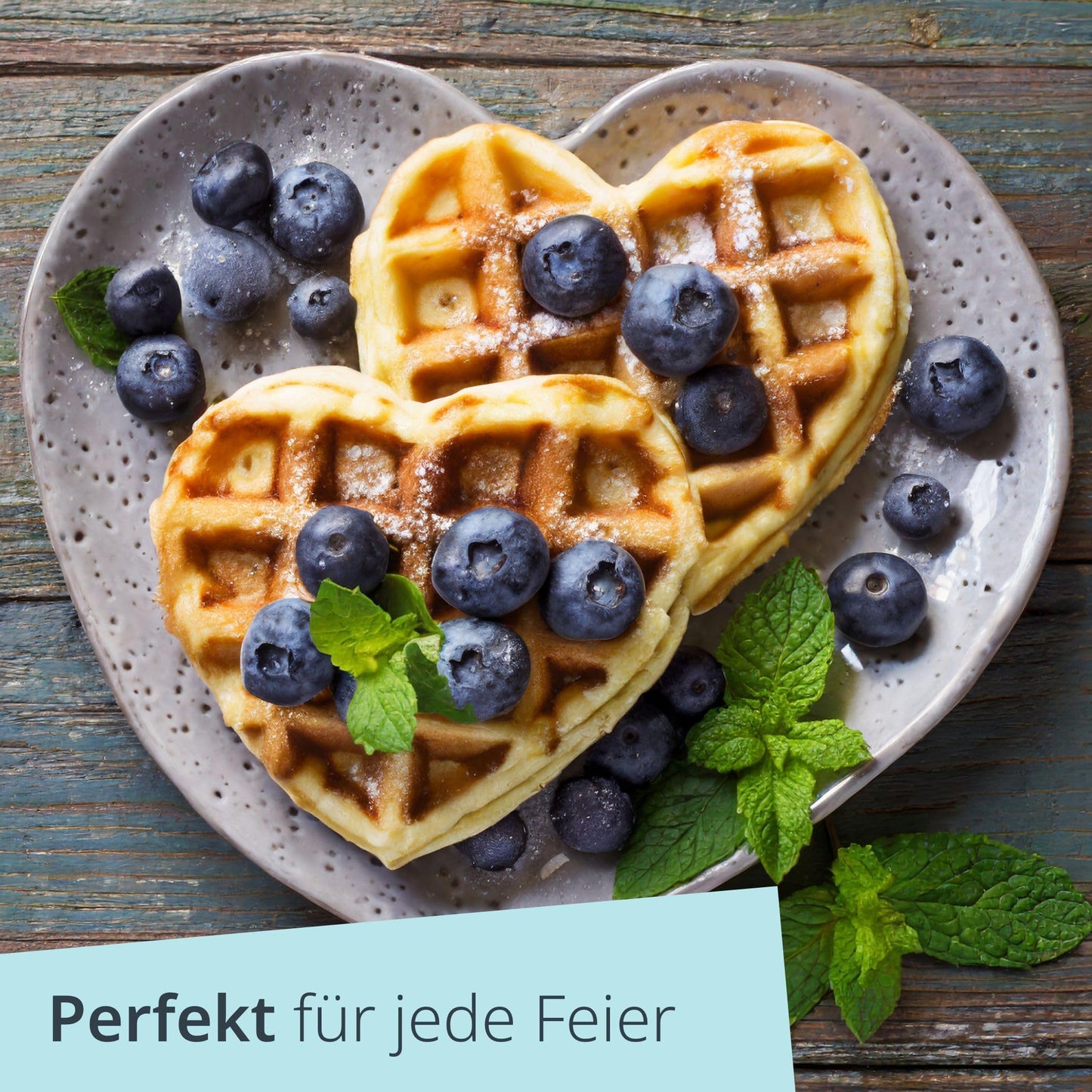 ADE Mini Waffeleisen Herzform | belgische Waffel | perfekt für eine Person, Party, Kindergeburtstag | hochwertige Antihaftbeschichtung | 550 W | schwarz