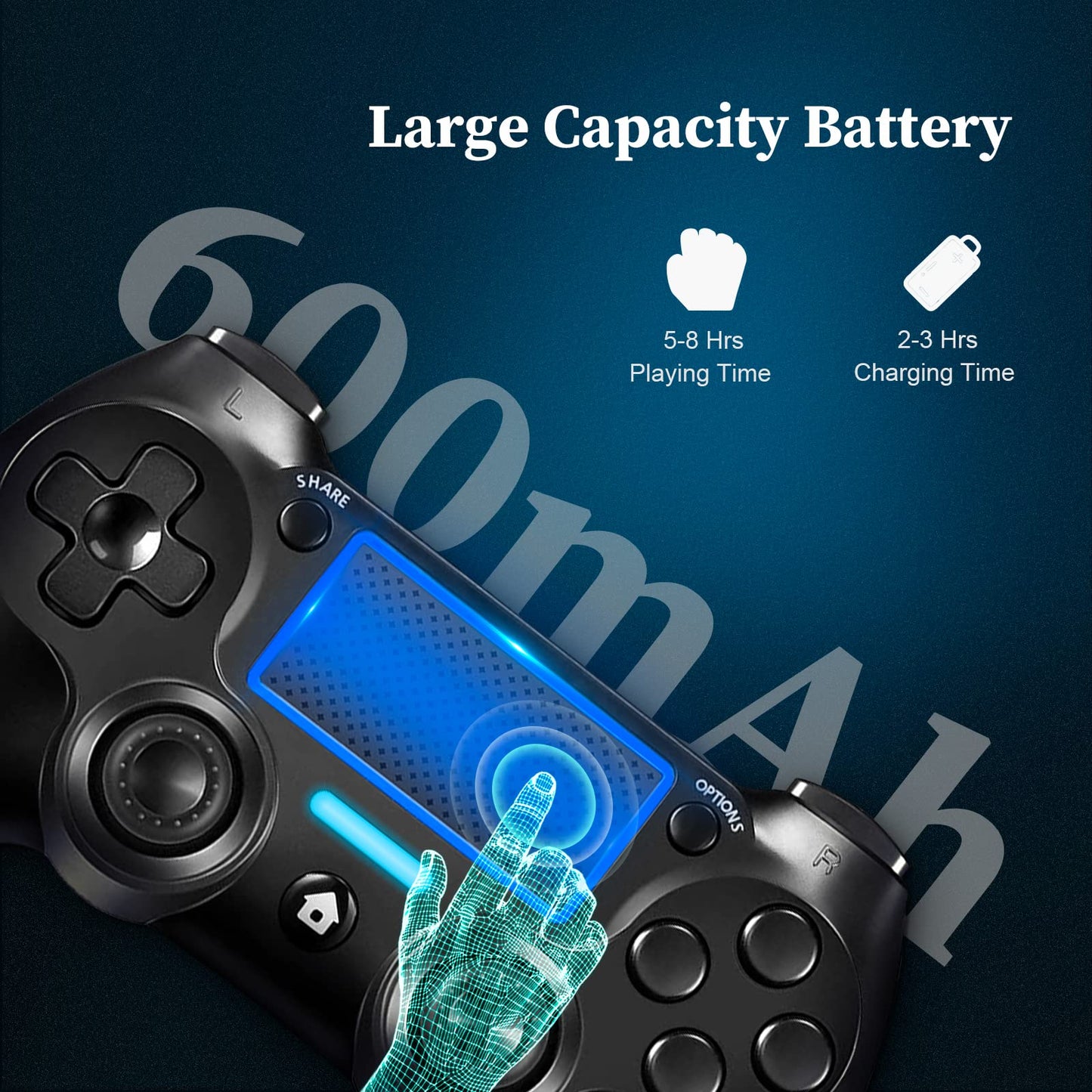 Shiptree Wireless Controller für PS-4, Game Controller Kompatibel mit PS-4/Slim/Pro/PC, mit Dual Vibration/6-Achsen Gyro Sensor/Hochpräzises Touchpanel/Audio Jack, 360°-Joystick Präzise Kontrolle -Rot