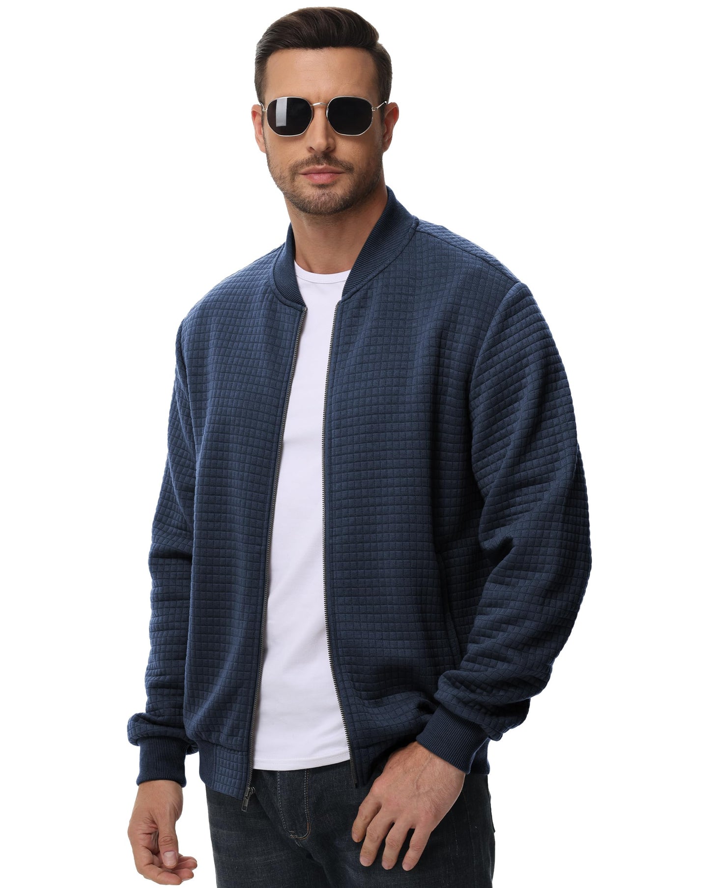 Men’s Transitional Jacket – Lightweight Winter Jacquard Coat with Zipper Pocket