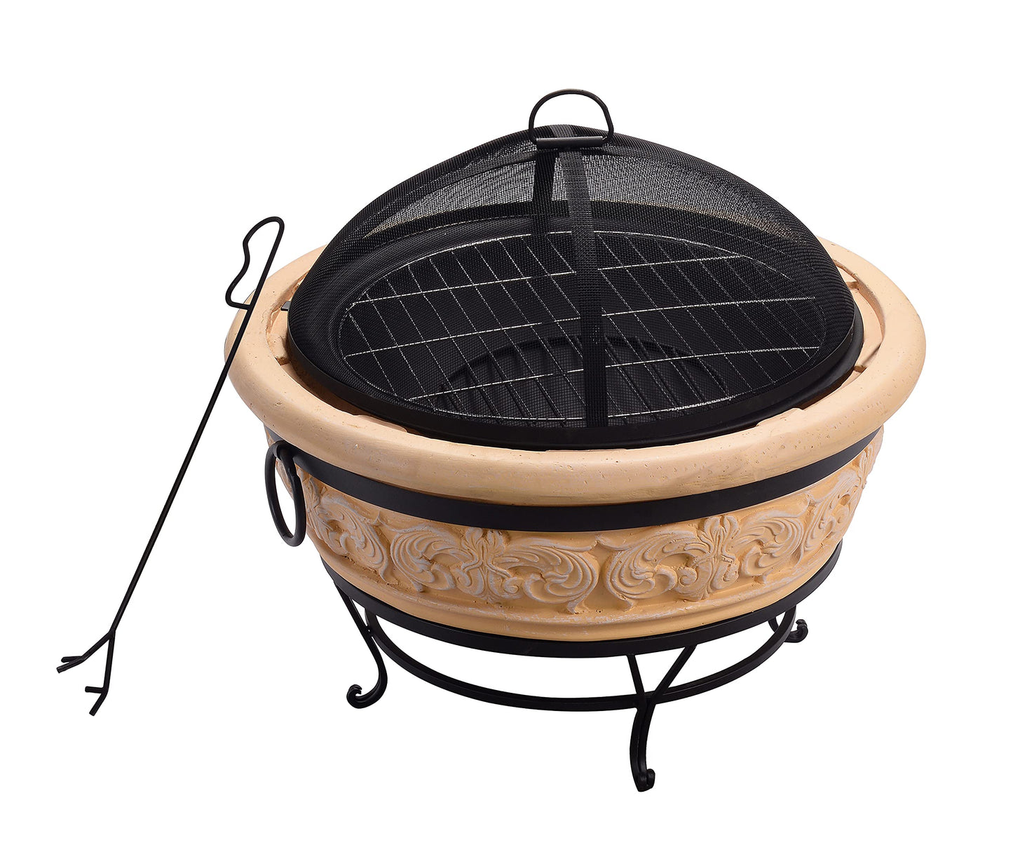 Peaktop - Feuerstelle für Brennholz für den Außenbereich, 68 cm, rund, komplexes Design