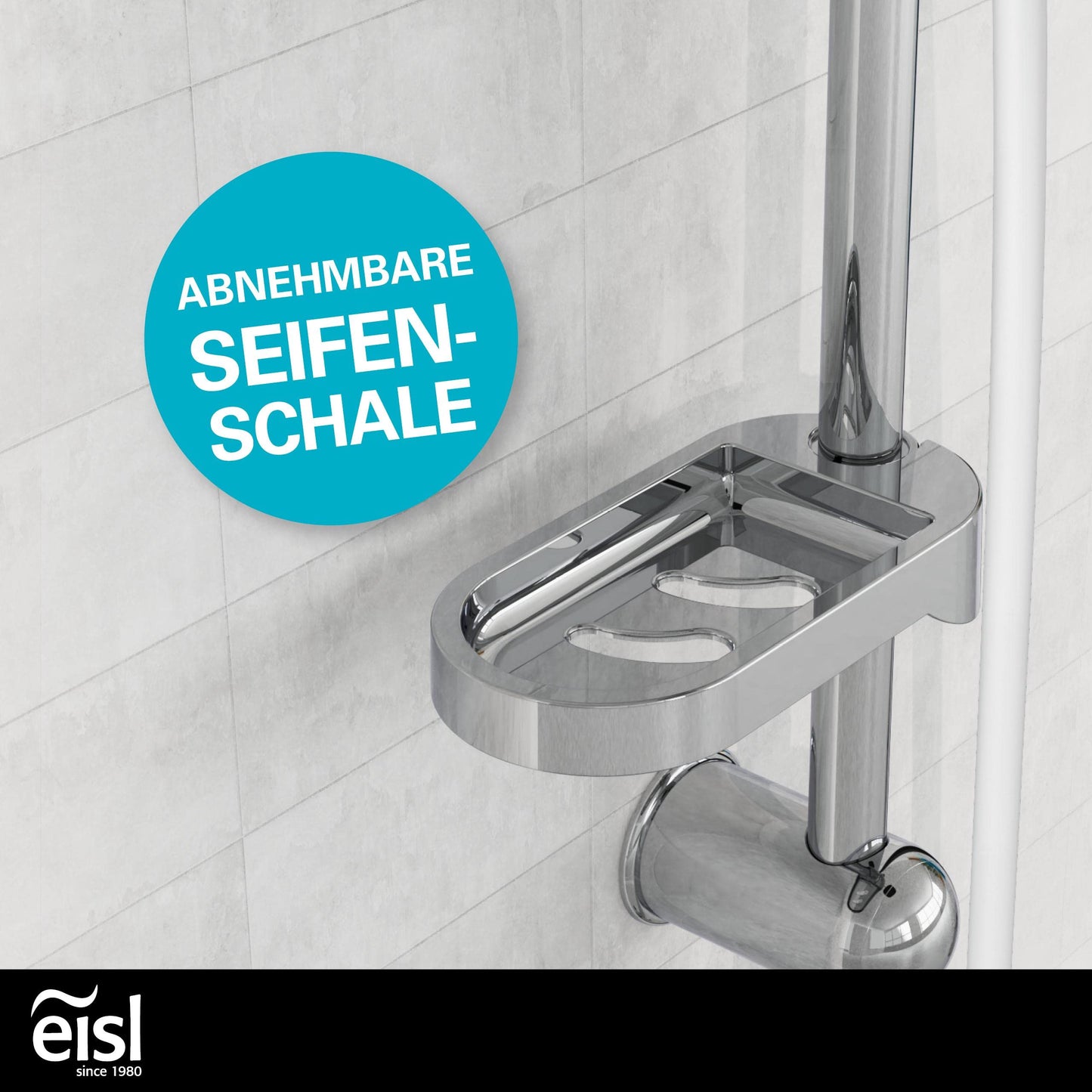 EISL Duschset EASY FRESH, Duschsystem ohne Armatur 2 in 1 mit großer Regendusche (250 x 200 mm) und Handbrause, Regendusche ohne Armatur ideal zum Nachrüsten, komplettes Montageset, Chrom DX12006