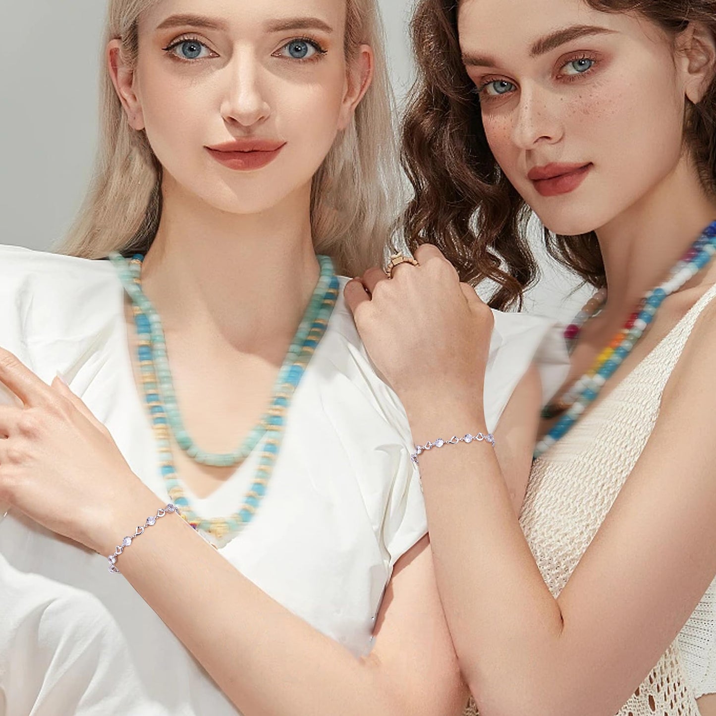 Silver Heart Bracelet for Women & Girls – Adjustable Zircon Tennis Chain