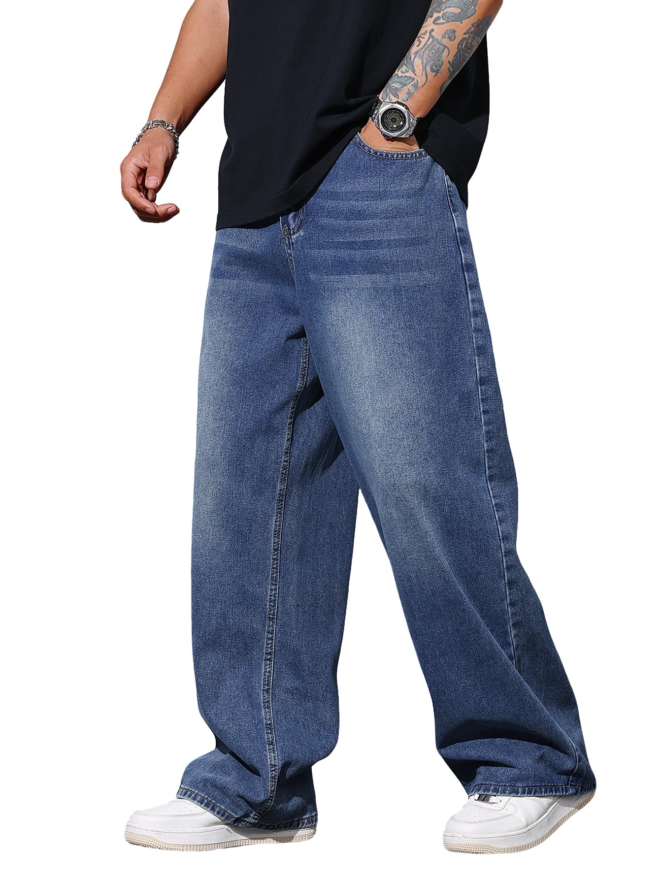 Zewool Men’s Irregular Seam Baggy Jeans
