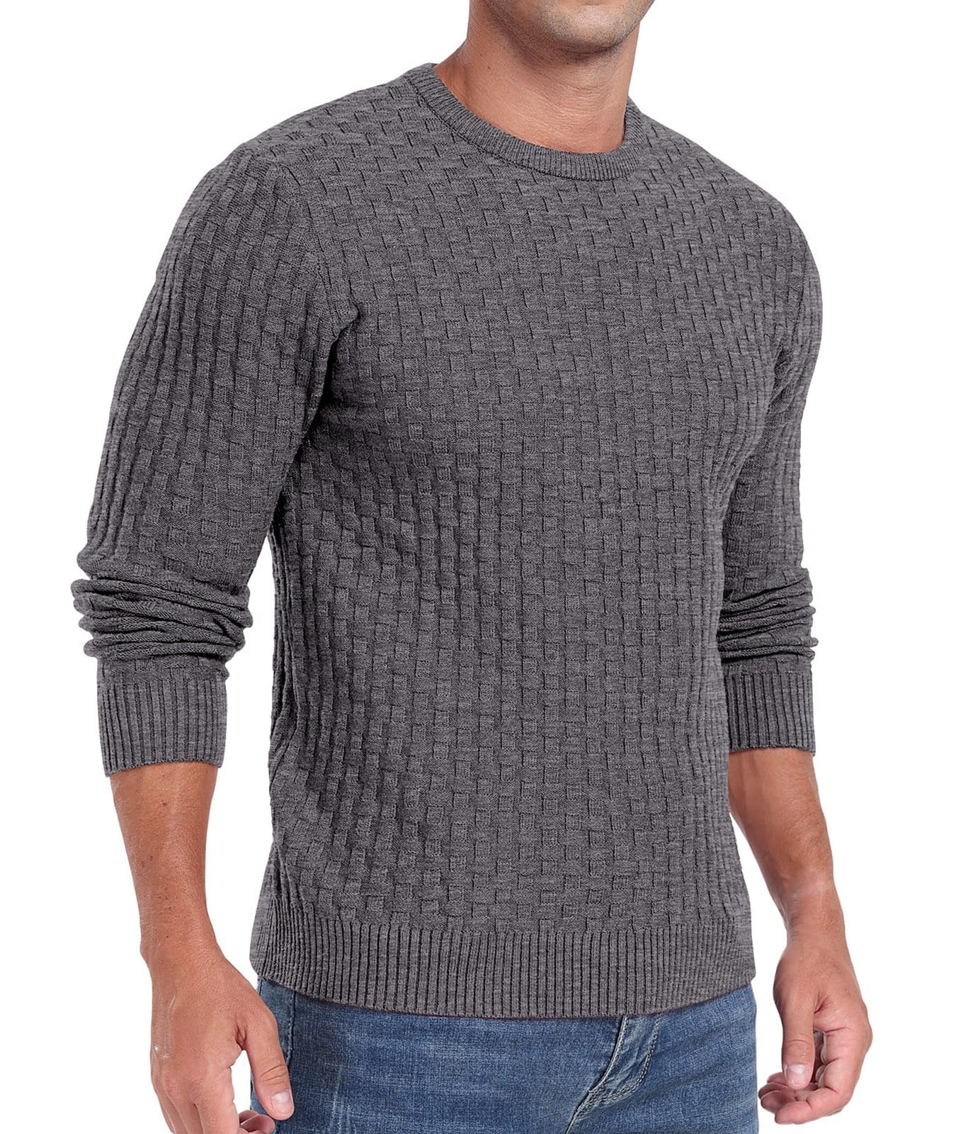 Sailwind Men’s Crew Neck Waffle Knit Sweater