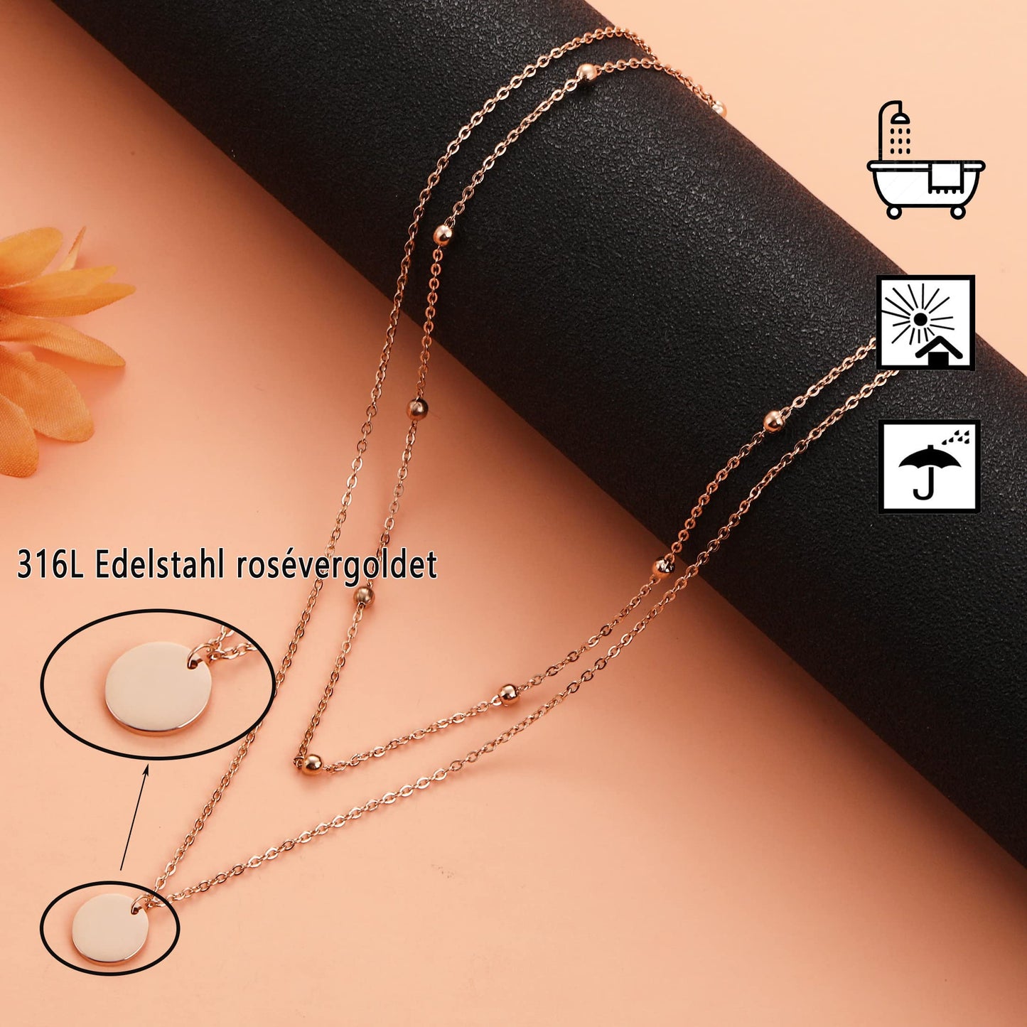 AFSTALR Layered Coin Pendant Necklace