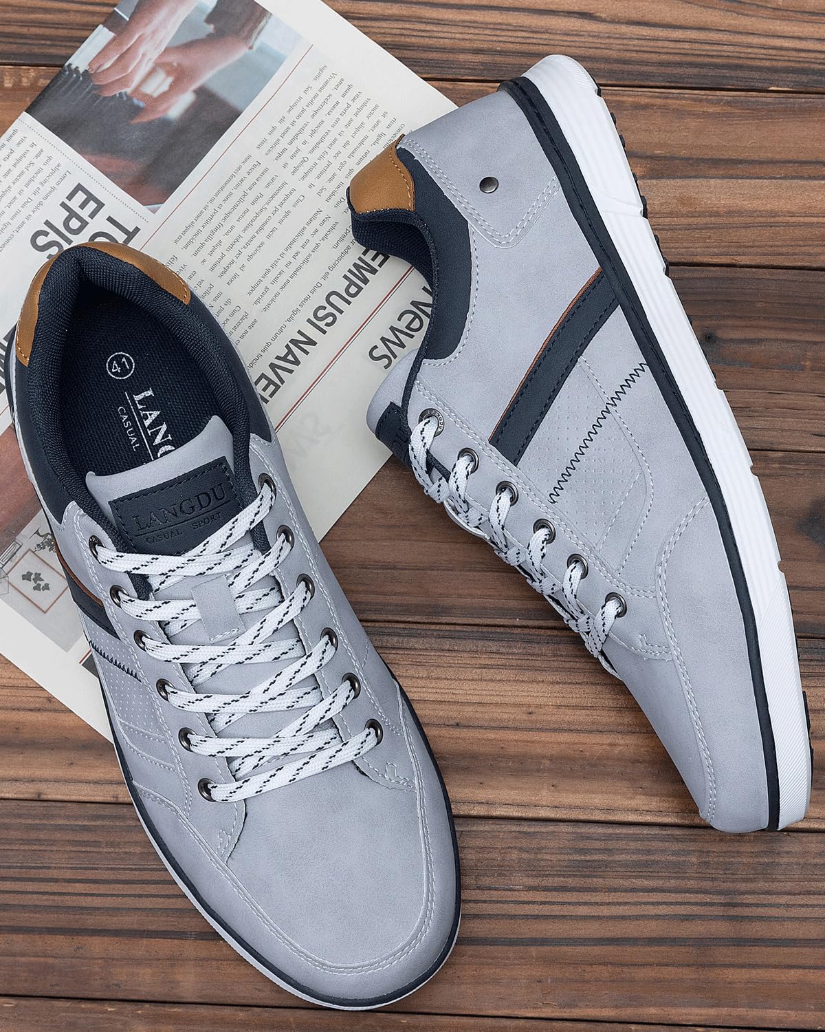 LANGDU Men’s Casual Sneakers – Lightweight Breathable Walking Sports Shoes