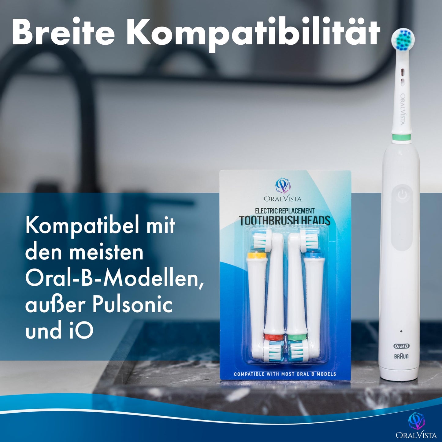 OralVista Elektrische Zahnbürstenköpfe, 8er-Pack kompatibel mit Oral B Aufsteckbürsten, Zahnbürstenaufsatz Oral B für empfindliches Zahnfleisch, tiefe Reinigung, Hochwertige Borsten einfache Passform