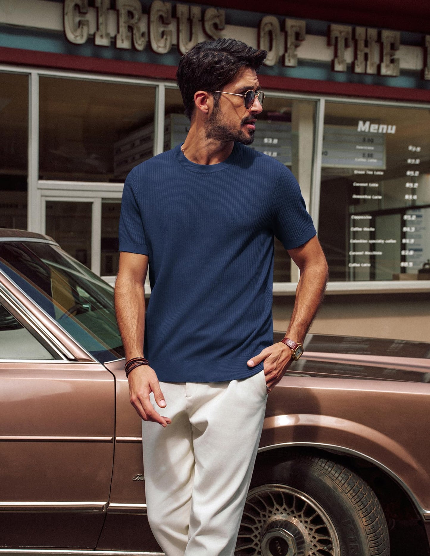 Men’s Short Sleeve Knitted Crew Neck T-Shirt