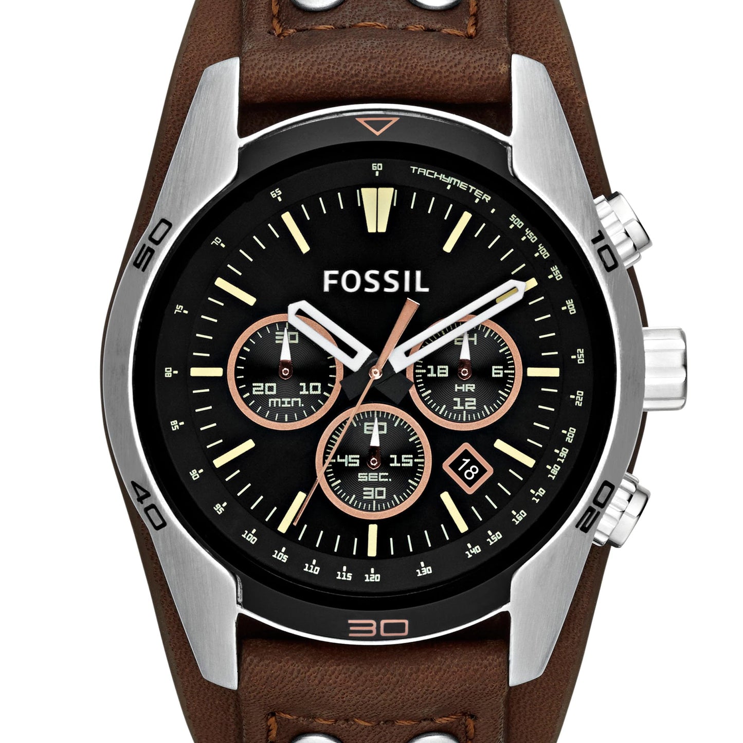 Fossil Coachman Uhr für Herren, Chronographenwerk mit Edelstahl- oder Lederarmband