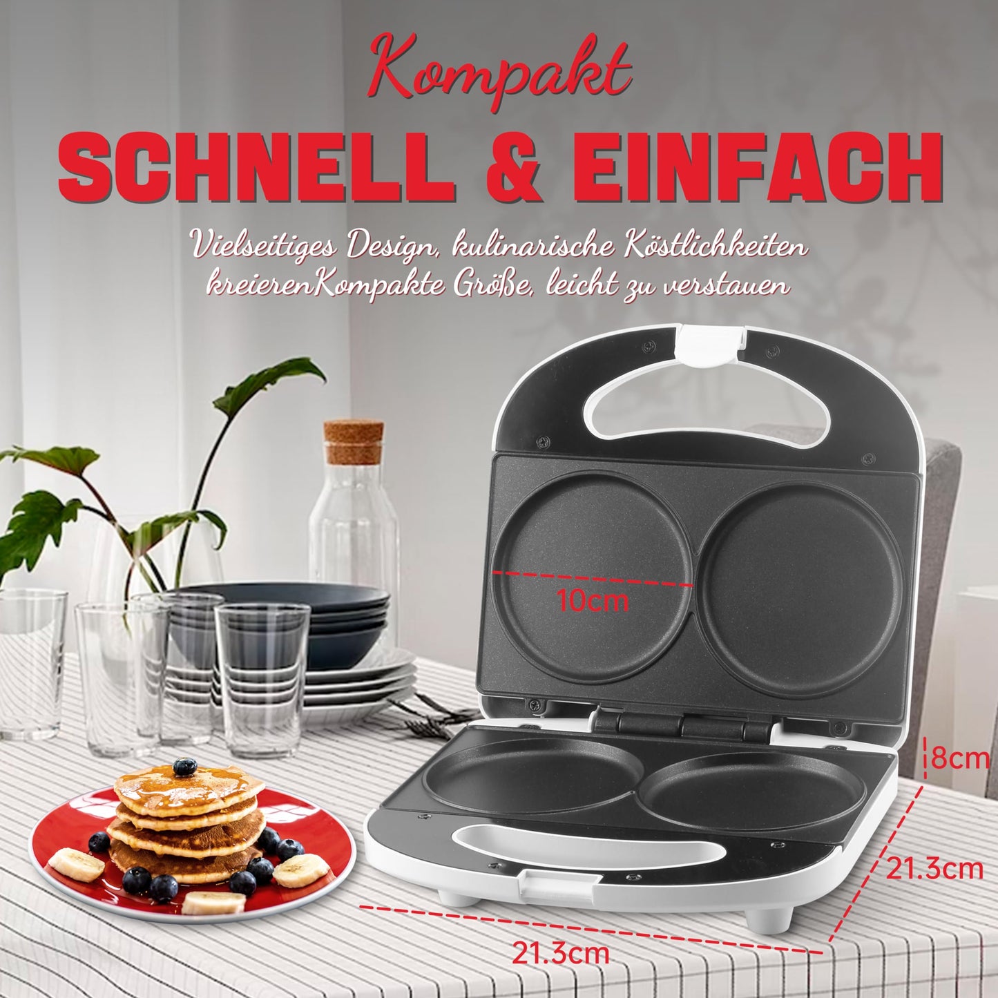 SugarWhisk Mini Waffeleisen Kinder, Doppelwaffeleisen, Kleines Waffeleisen mit Antihaftbeschichtung, Mini Waffle Maker, für Familienfeiern, Kindergeburtstage, Ostern oder Weihnachten, Weiß