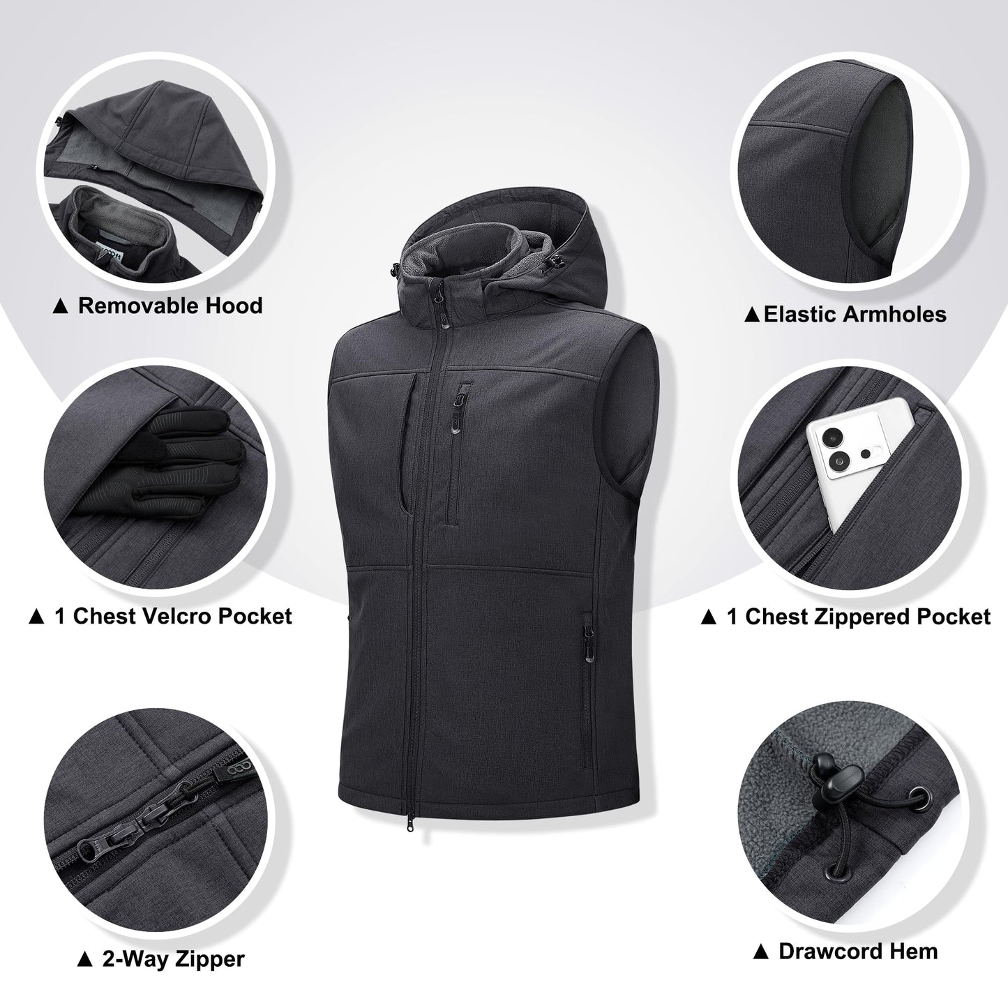 Men’s Outdoor Softshell Vest – Waterproof Sleeveless Jacket