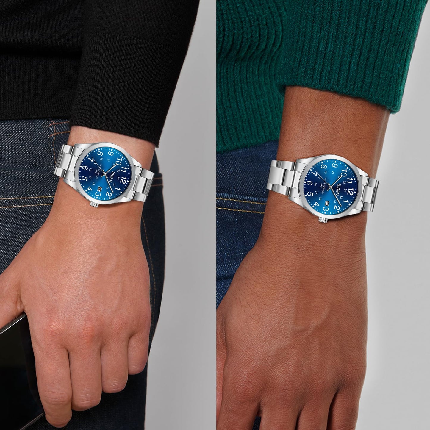LN LENQIN Uhren Herren Edelstahl Uhren für Männer Analog Quarz Herren Uhr 30M Wasserdicht Armbanduhr Herren Mode Casual Designer Uhr