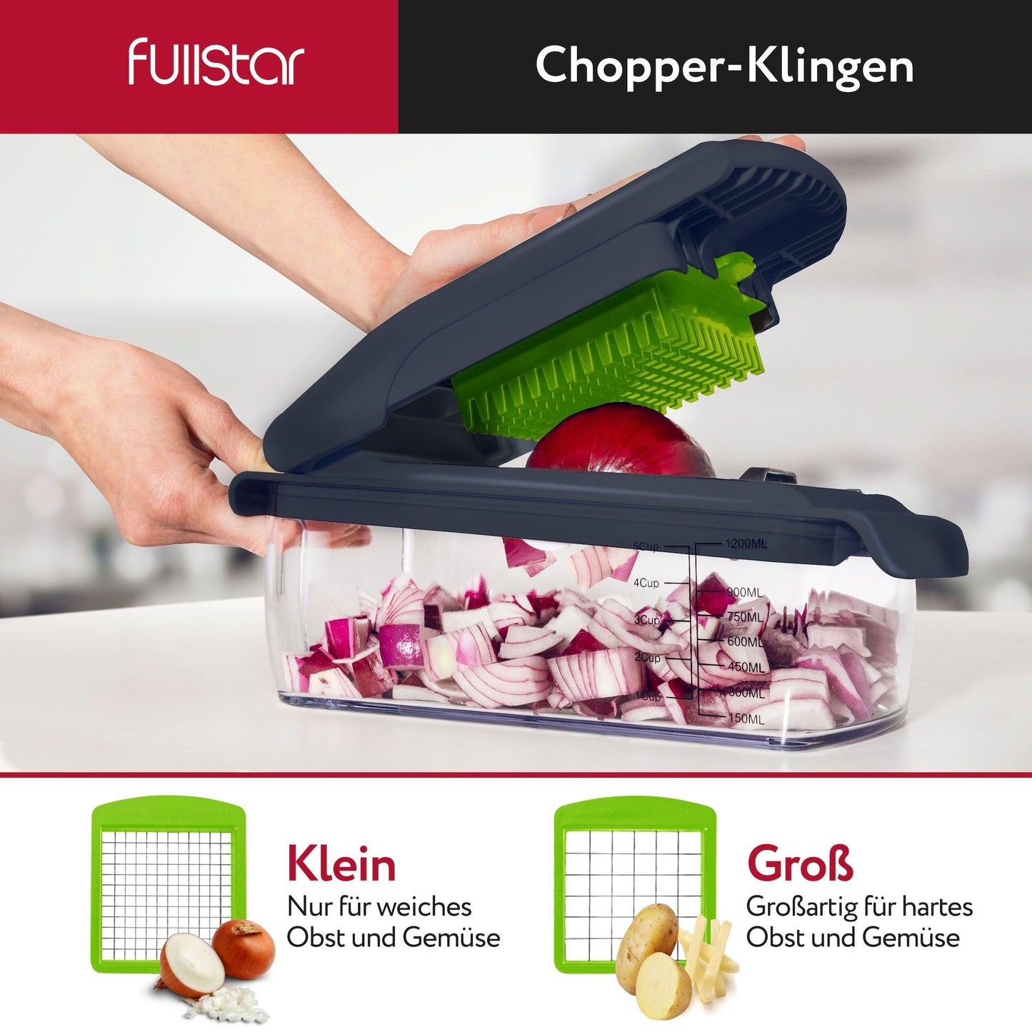 Gemüseschneider Spiralschneider Gemüsehobel - Gemüse Schneider Zwiebelschneider Kartoffelschneider Obstschneider - Vegetable Chopper Cutter Dicer (4-in-1 - Weiß)