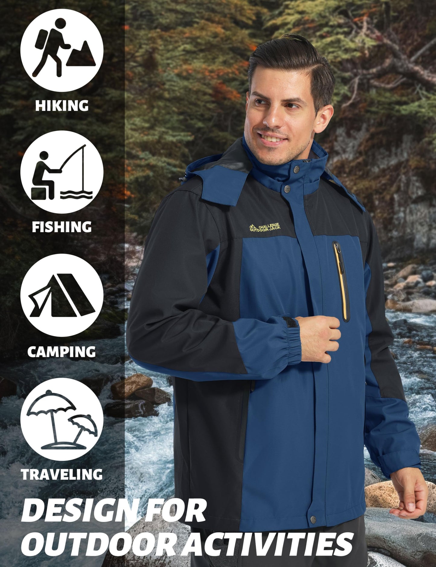 Men’s Outdoor Jacket – Lightweight Water-Resistant Hiking Coat