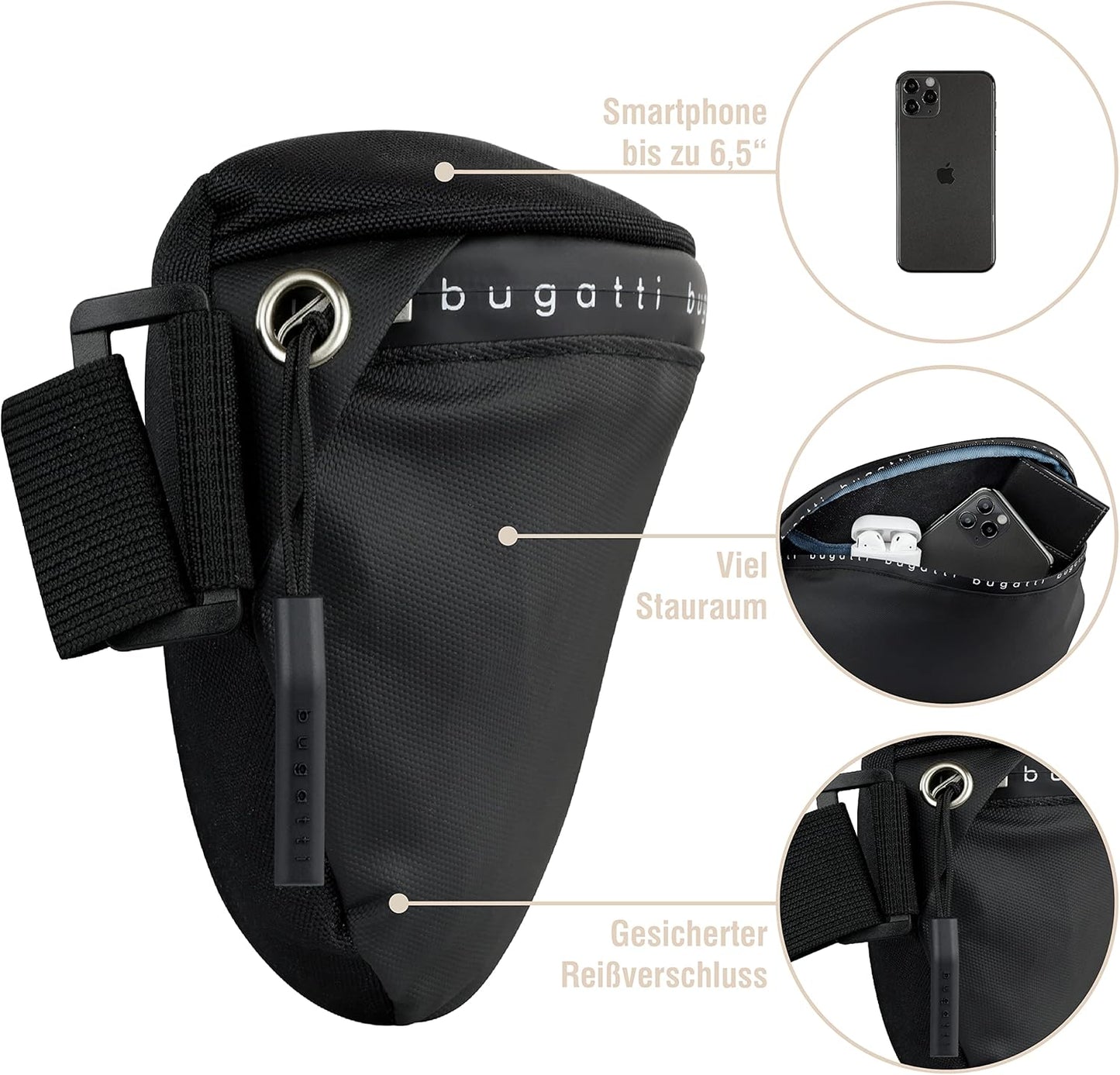 bugatti Blanc DeLight Waist Bag – Lightweight Travel & Sports Belt Bag