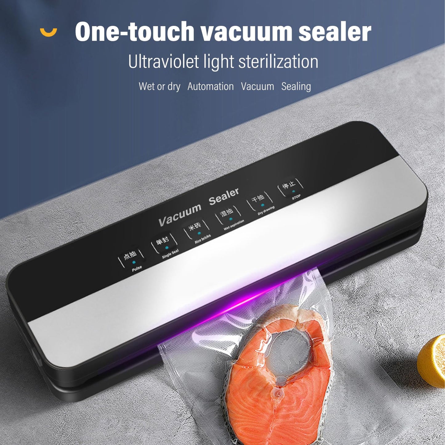 Vakuumiergerät, Vakuumierer 5 in 1 für Sous Vide Kochen und Lebensmittel Bleiben bis zu 7x Länger Frisch, 30 Vakuumbeutel Inklusive-Schwarz