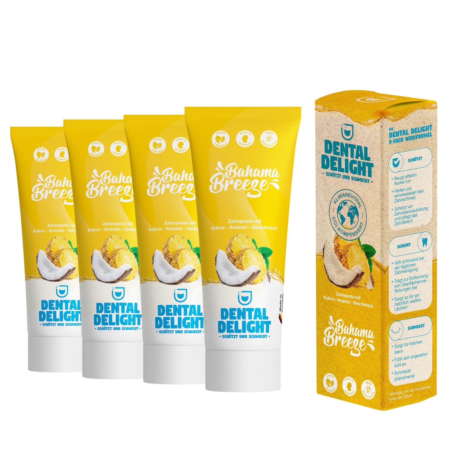 DENTAL DELIGHT Polar Punch Zahnpasta (TESTSIEGER), Vegane Zahnpasta mit Geschmack, Zahncreme (Minze, 4er Pack)