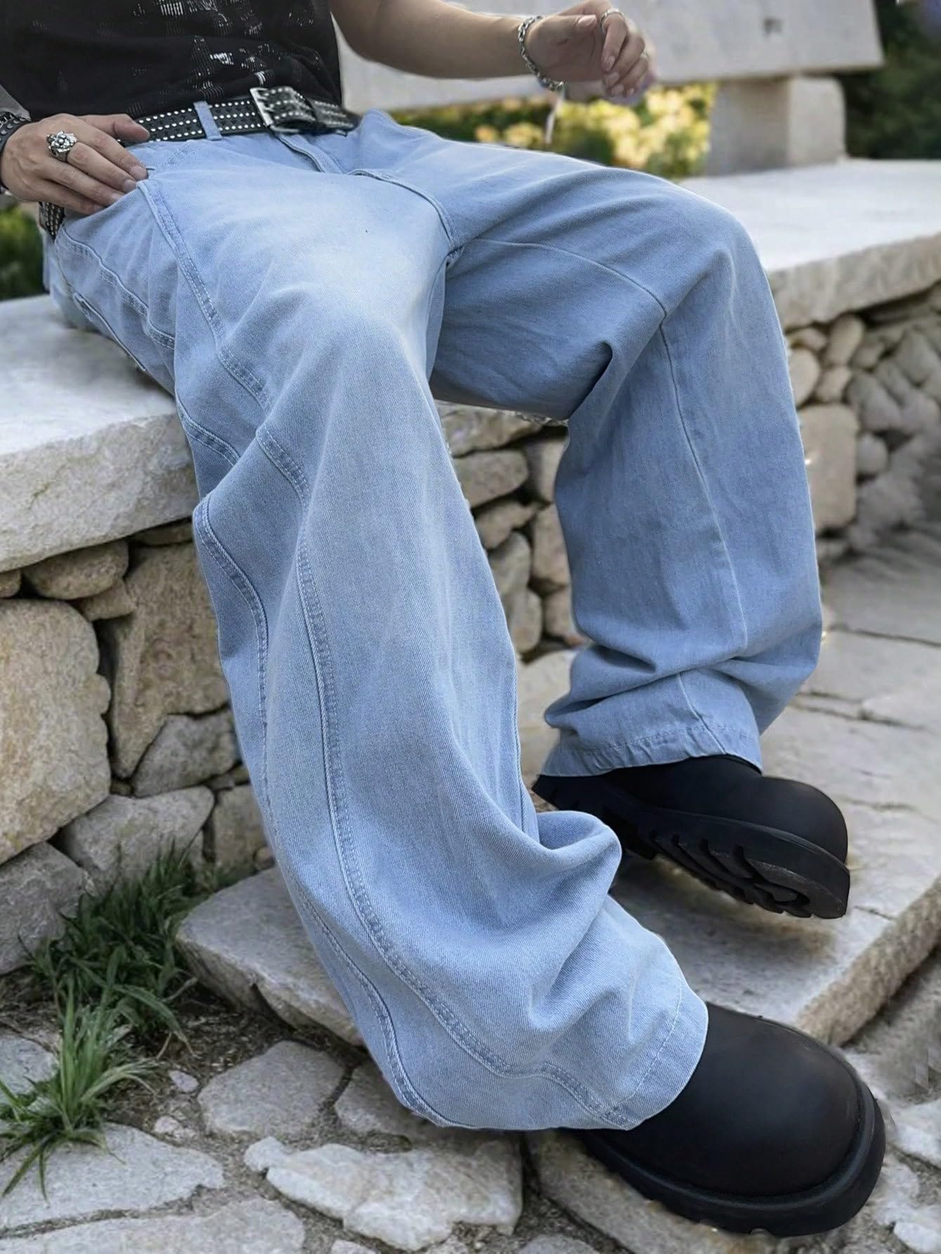Zewool Men’s Irregular Seam Baggy Jeans