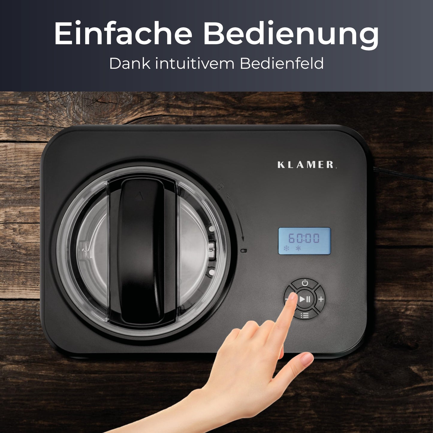 KLAMER 2-in-1 Ice Cream Maker & Yoghurt Maker 2 L, 180 W Stainless Steel Ice Cream Machine with Cooling and Heating Function, Homemade Ice Cream with Self-Cooling Compressor