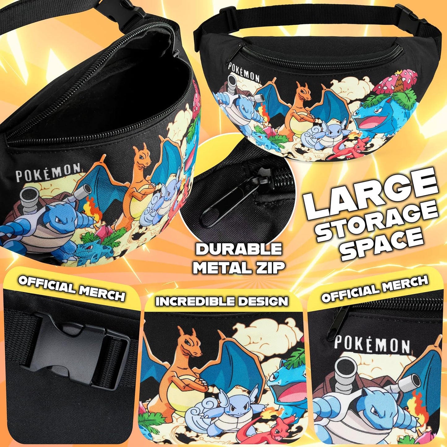 Pokémon Waist Bag – Pikachu Kids Hip Bag for School, Travel & Festivals