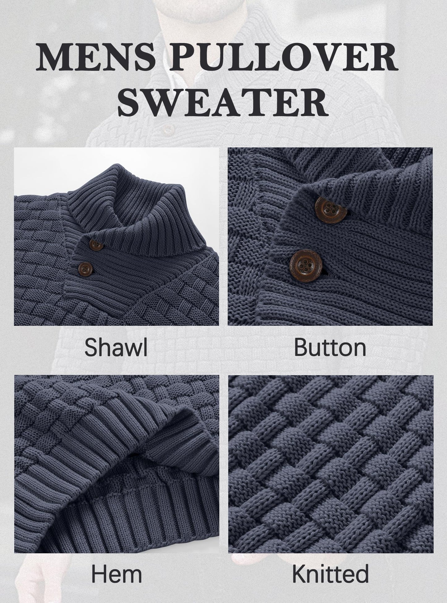 HYPESTFIT Men’s Mock Neck Sweater – Textured Knit Pullover