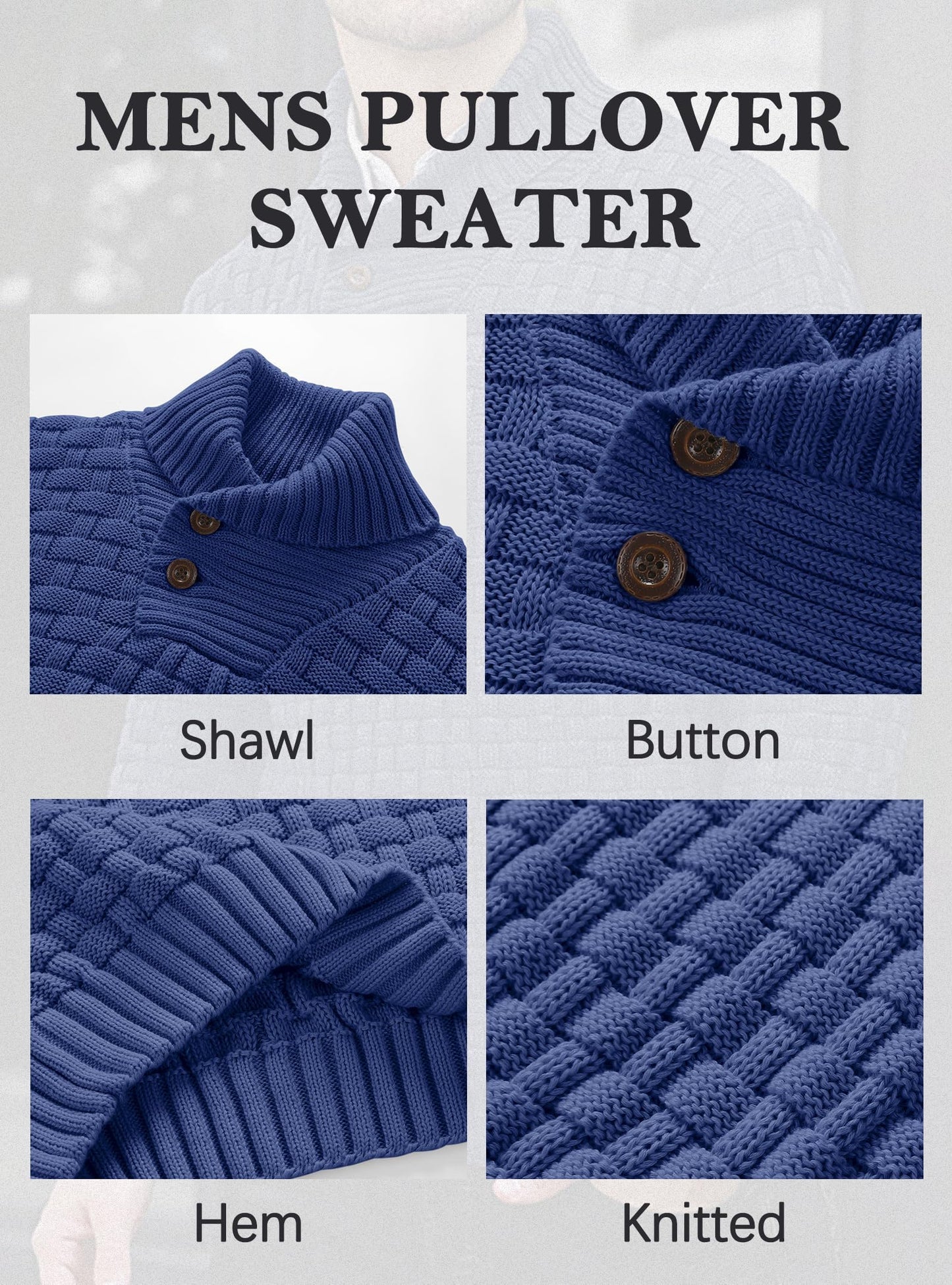 HYPESTFIT Men’s Mock Neck Sweater – Textured Knit Pullover