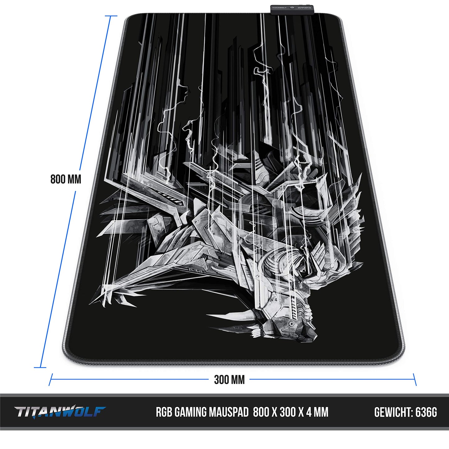 TITANWOLF - RGB Gaming Mauspad - LED Schreibtischunterlage - 800x300 mm - XXL Mousepad - LED Multi Color - 11 Beleuchtungs-Modi - 7 LED Farben Plus 4 Effektmodi - abwaschbar - Stars