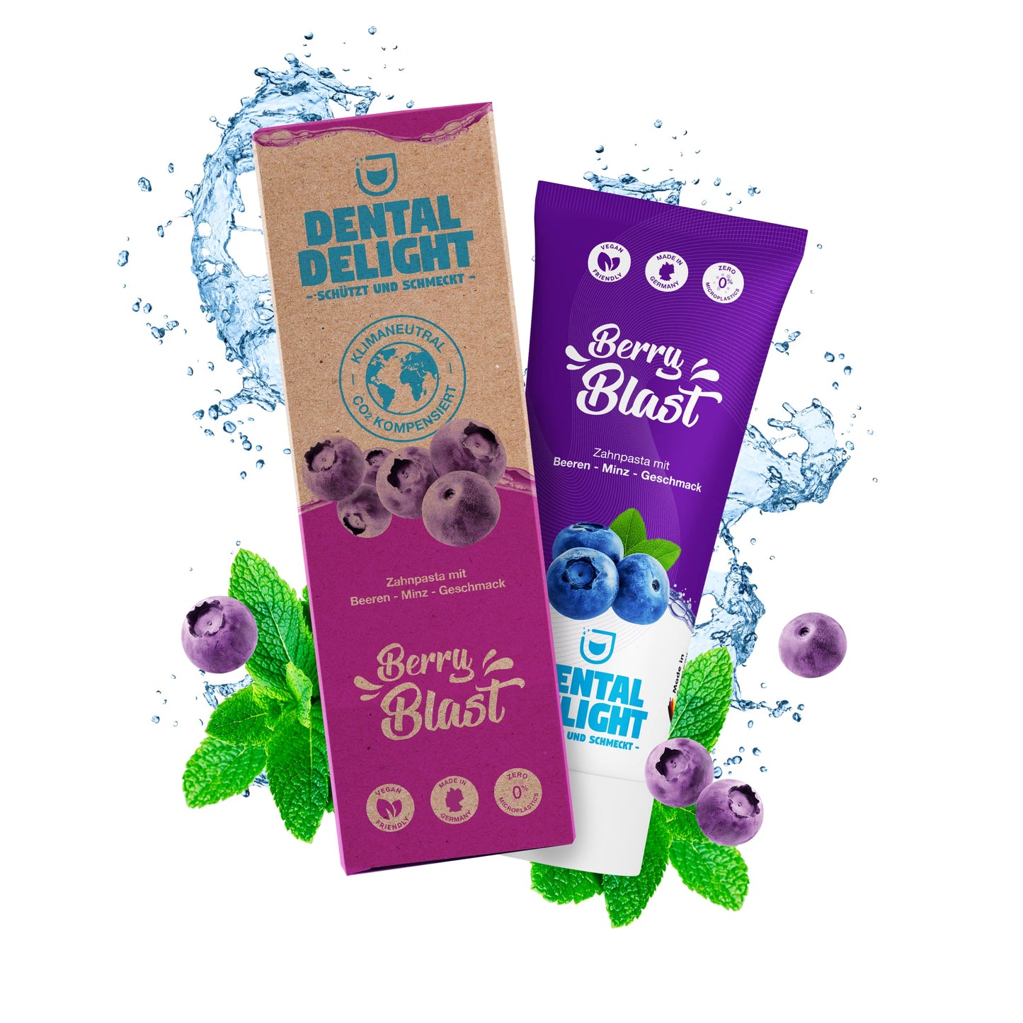 DENTAL DELIGHT Polar Punch Zahnpasta (TESTSIEGER), Vegane Zahnpasta mit Geschmack, Zahncreme (Minze, 4er Pack)