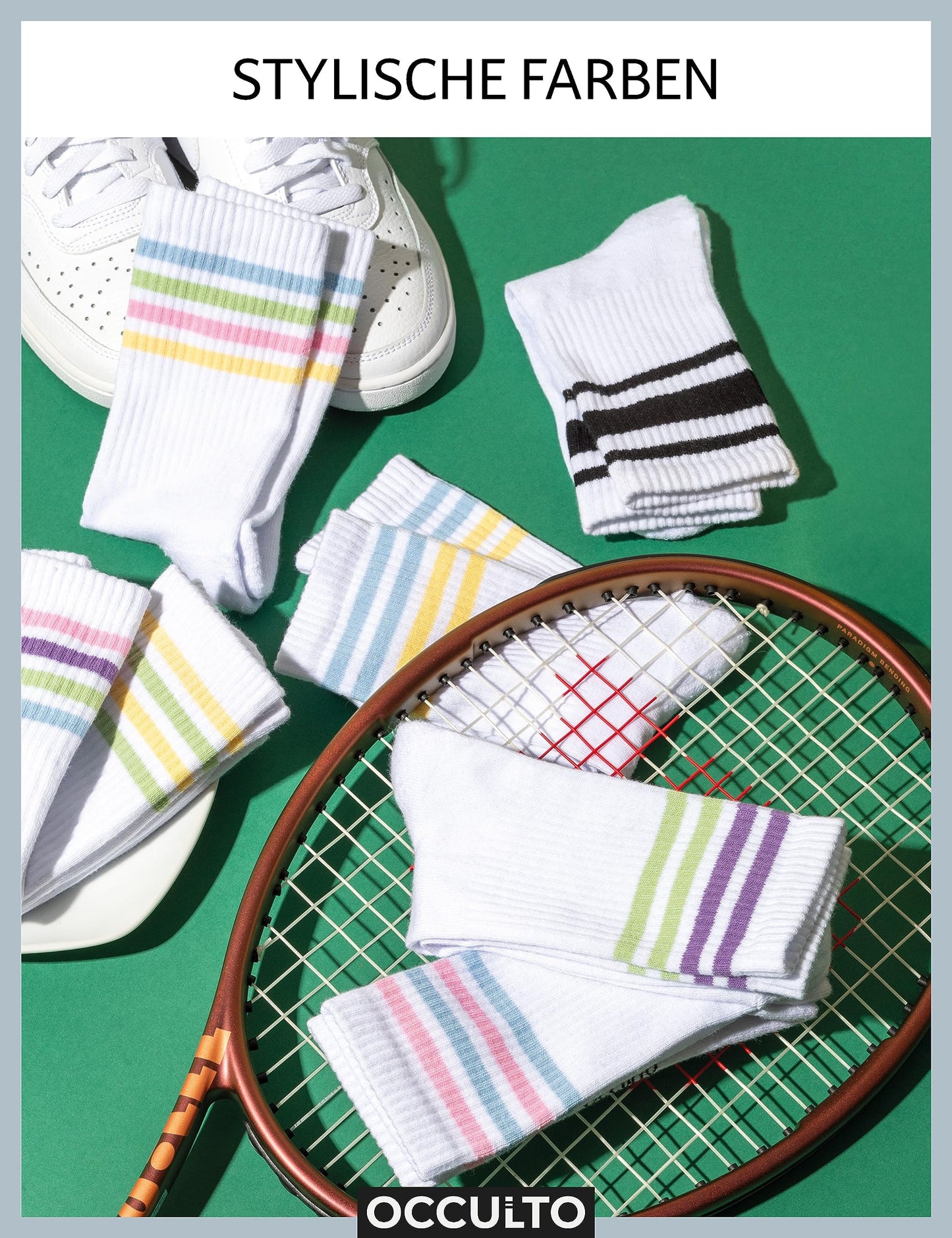Occulto Women's Retro Tennis Socks – 6-Pack