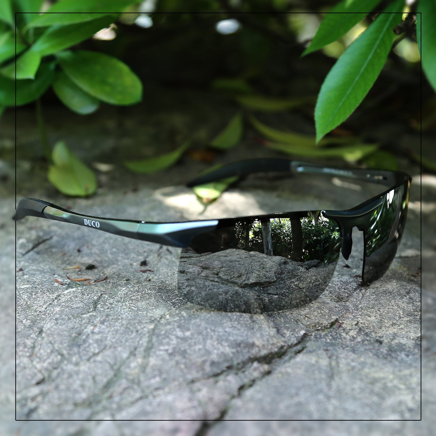 DUCO Herren Sportbrille Polarisierte Sonnenbrille Fahrerbrille Ultraleichte Al-Mg Metallrahmen UV400-Schutz Männer Sonnenbrillen 8177S
