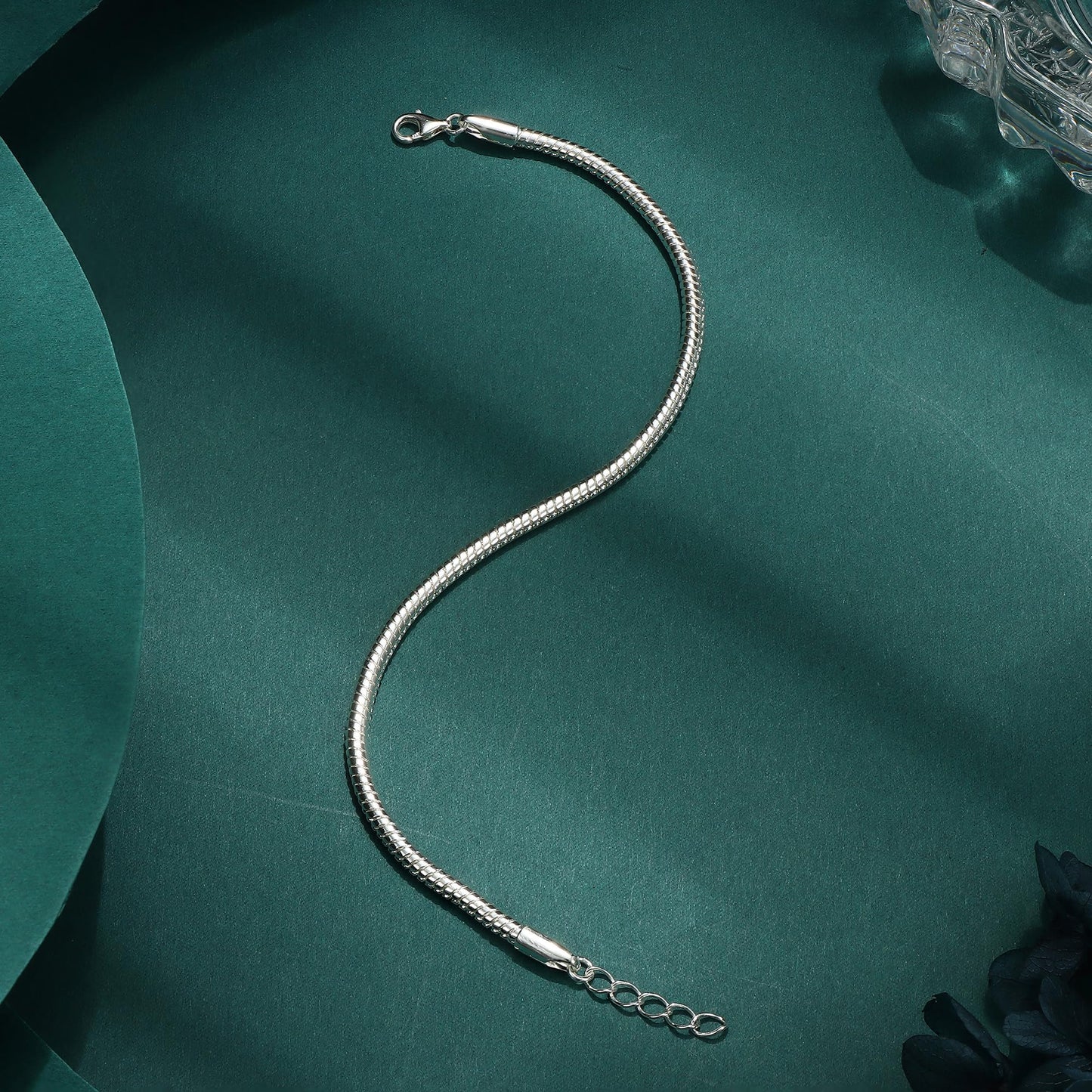 Adramata 925 Sterling Silver Charm Bracelet – Adjustable Snake Chain