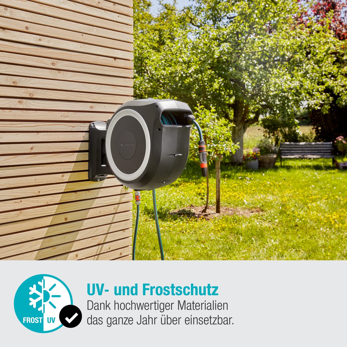 Wand-Schlauchbox Rollup L (weiß) 30 m inkl. ecoPulse Reinigungsspritze