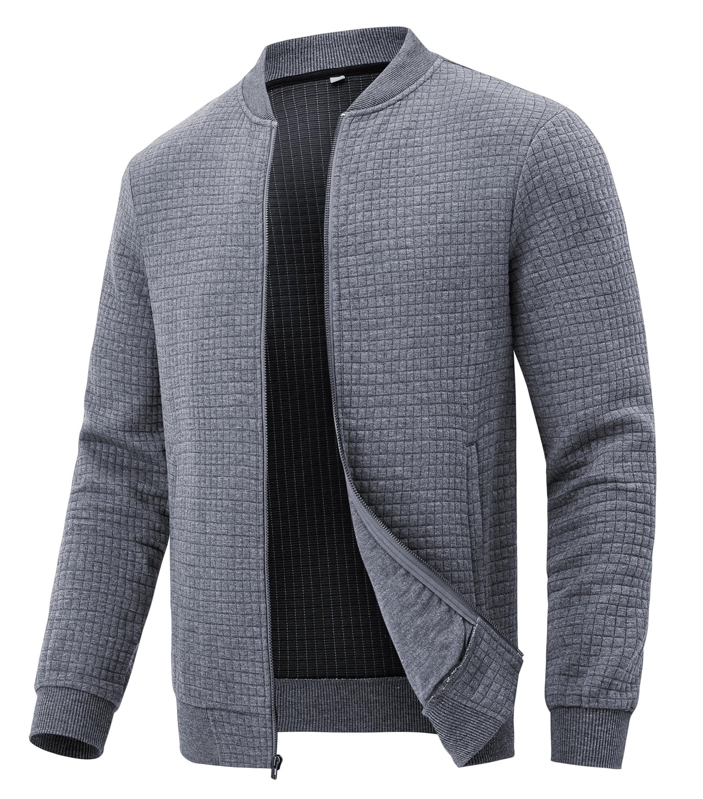 Men’s Transitional Jacket – Lightweight Winter Jacquard Coat with Zipper Pocket
