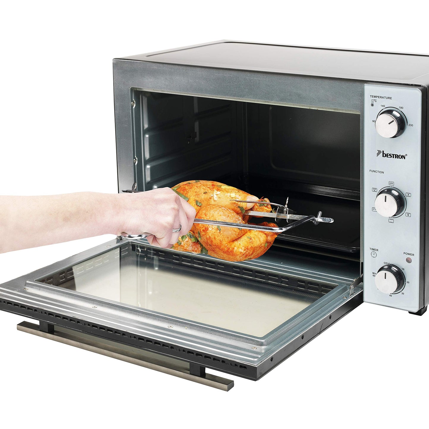 Bestron AOV9 Kompakter Mini-Backofen mit Ober-/Unterhitze, 9 Liter, 800 Watt, Schwarz