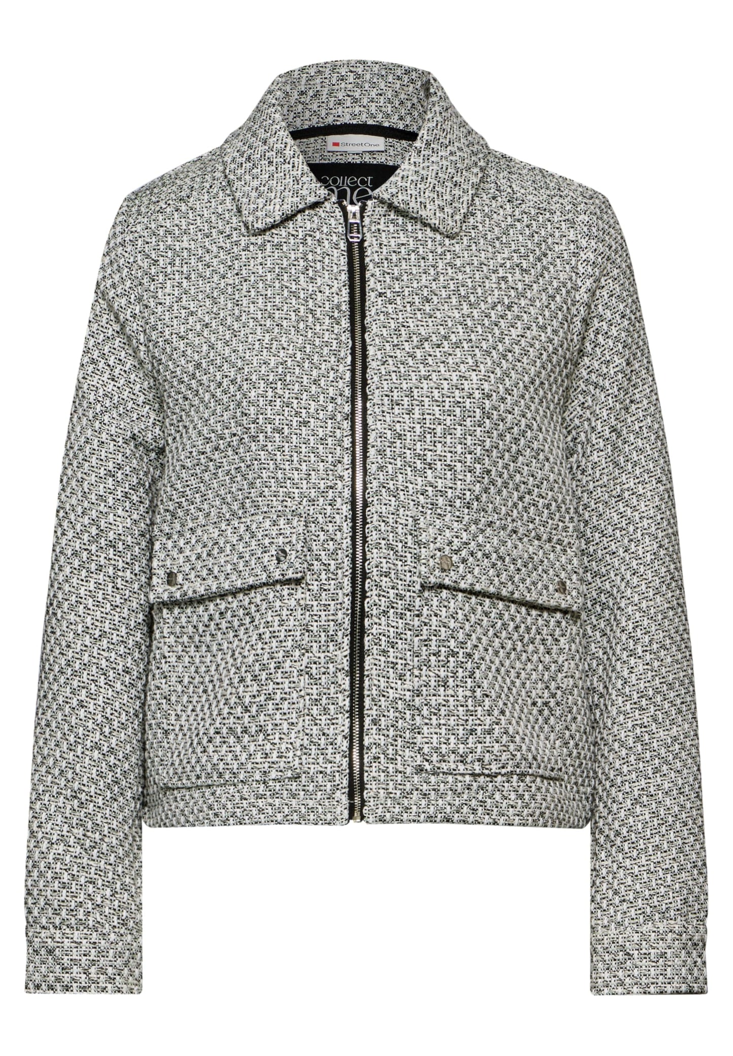 Street One Women’s Bouclé Jacket – Chic Shirt Collar Jacket