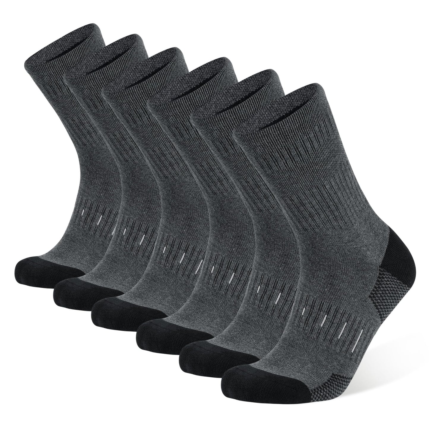 BUDERMMY Men’s Cushioned Hiking & Sports Socks – 6 Pack