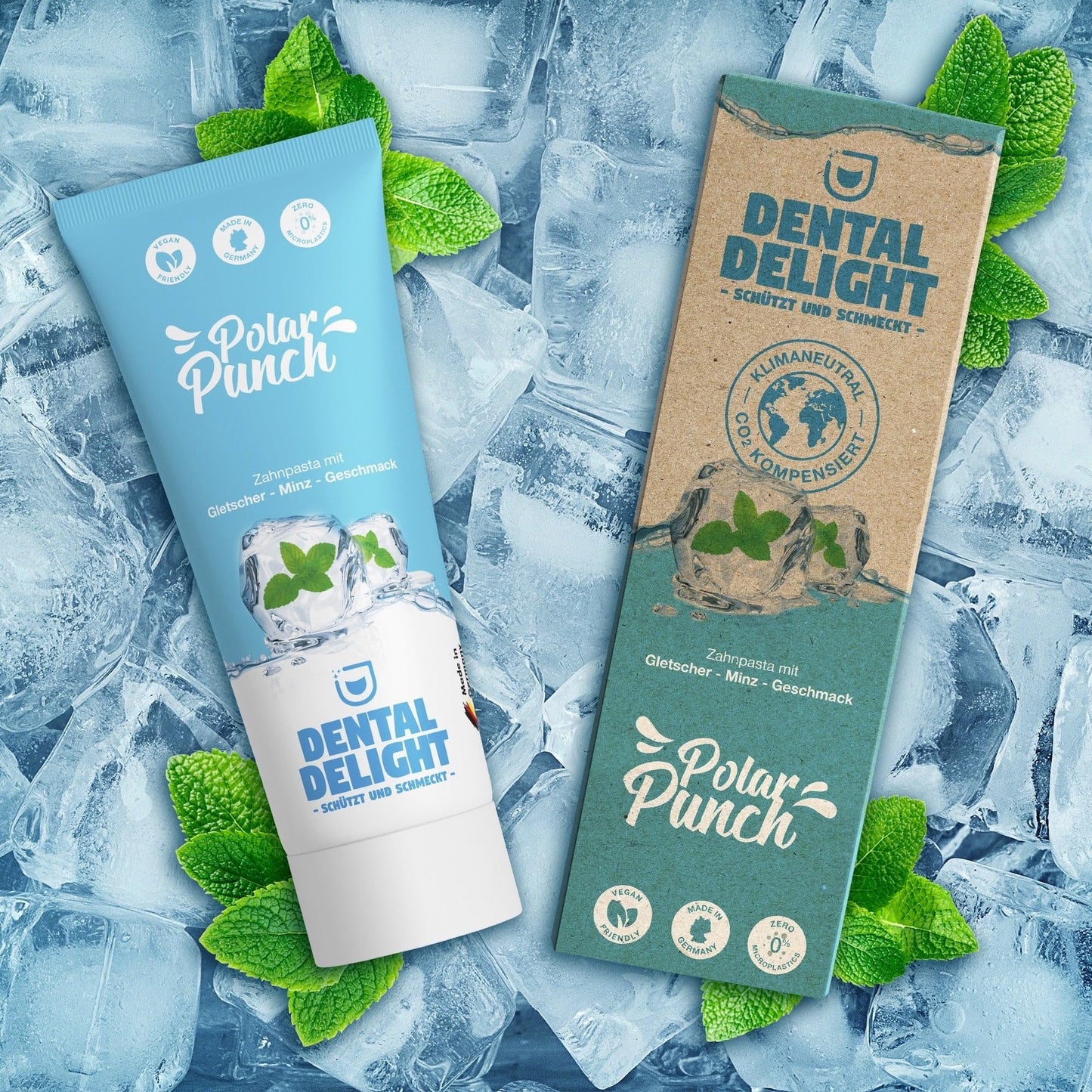 DENTAL DELIGHT Polar Punch Zahnpasta (TESTSIEGER), Vegane Zahnpasta mit Geschmack, Zahncreme (Minze, 4er Pack)
