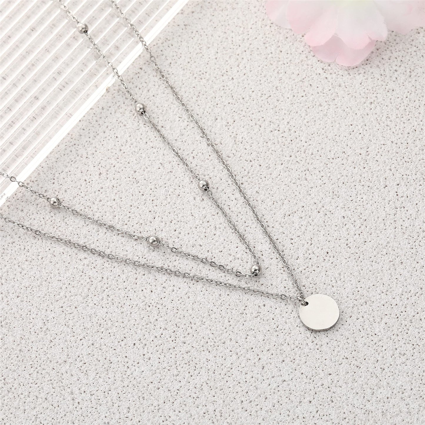 AFSTALR Layered Coin Pendant Necklace