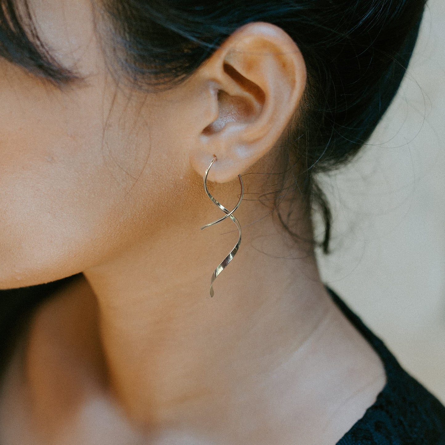 Spiral Threader Earrings for Women – Hand-Curved Dangle Design