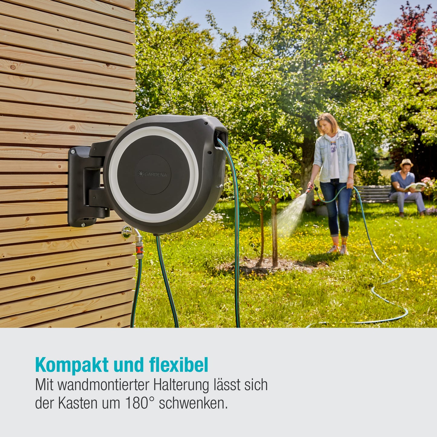 Wand-Schlauchbox Rollup L (weiß) 30 m inkl. ecoPulse Reinigungsspritze