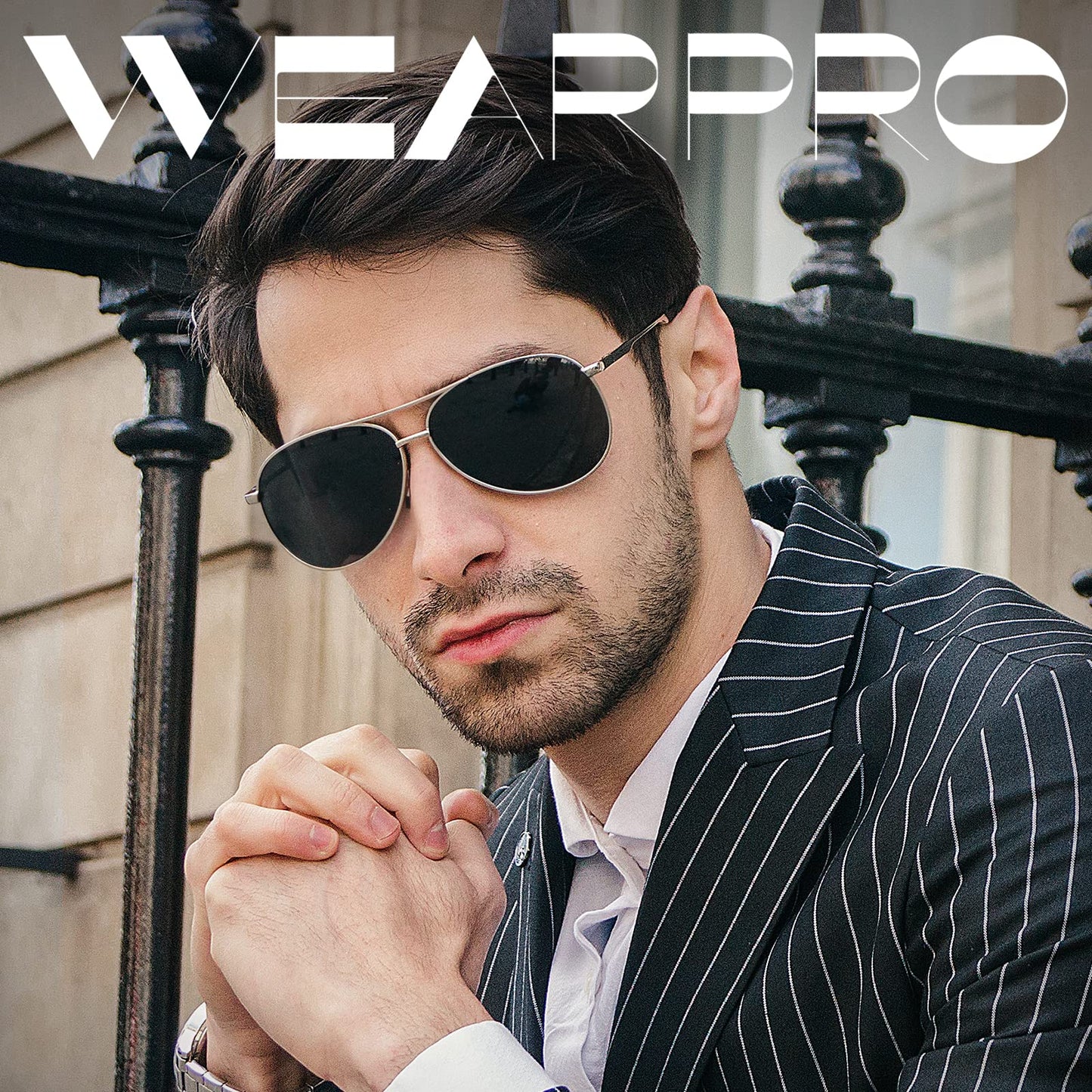 wearPro Sonnenbrille-Herren-Damen-Polarisiert Premium Metallrahmen Sonnenbrillen Unisex mit UV400 Schutz Vintage Schwarz Fahrerbrille
