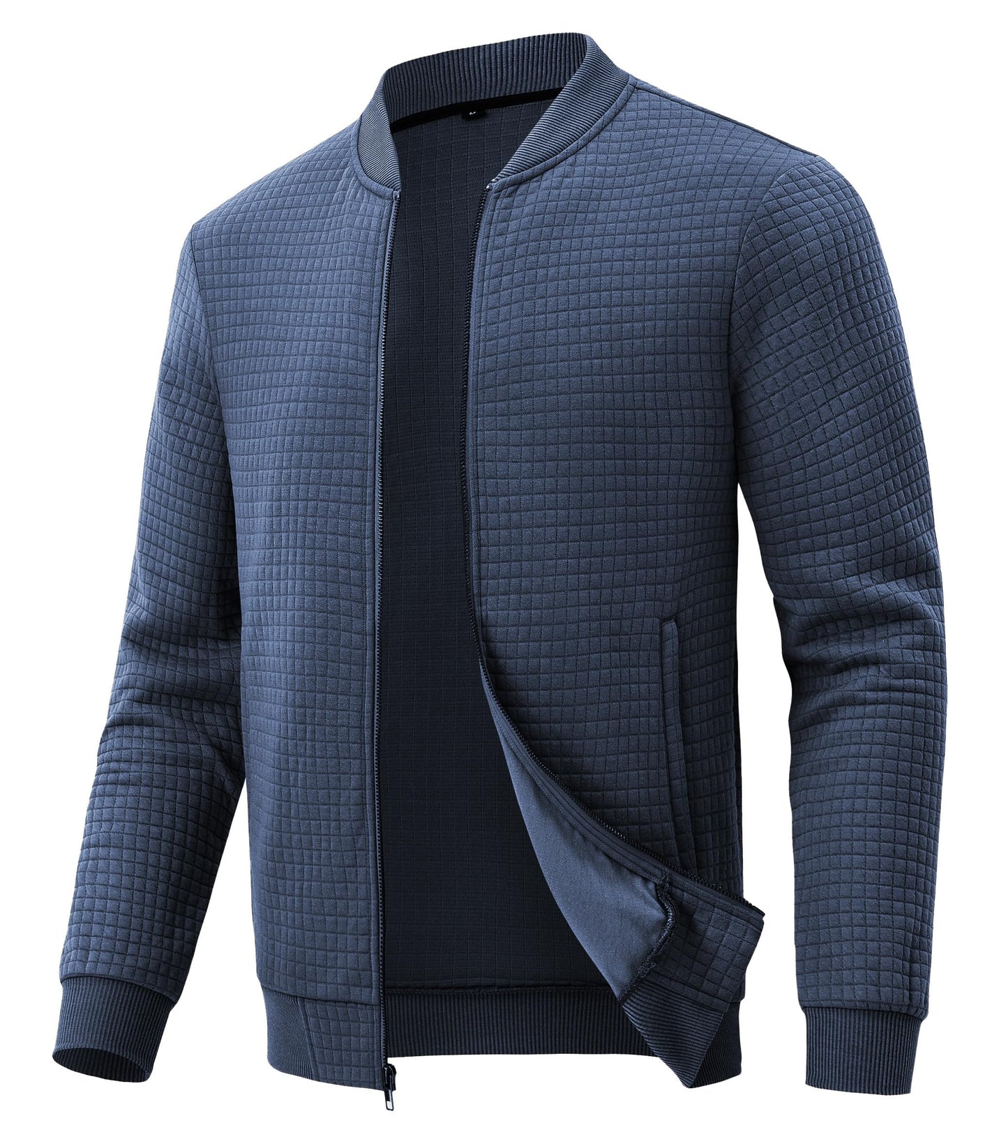 Men’s Transitional Jacket – Lightweight Winter Jacquard Coat with Zipper Pocket